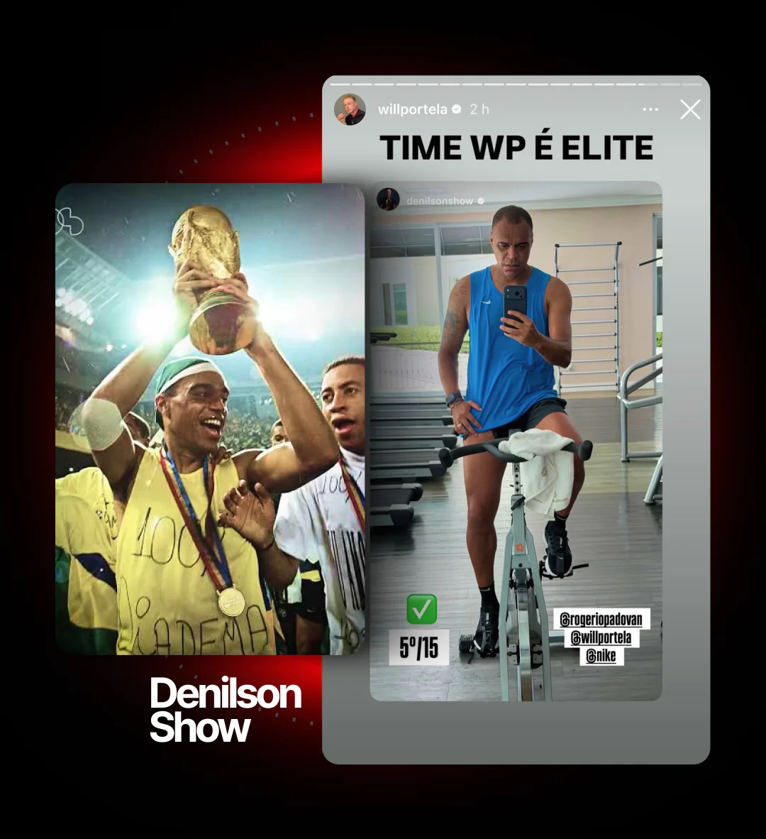 Denilson Show no story do Will Portela, treinando com o protocolo
